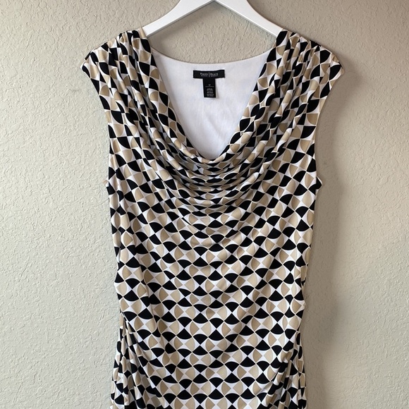 WHBM Geometric Print Sleeveless Cowl Neck Dress Size 12 - Picture 2 of 14